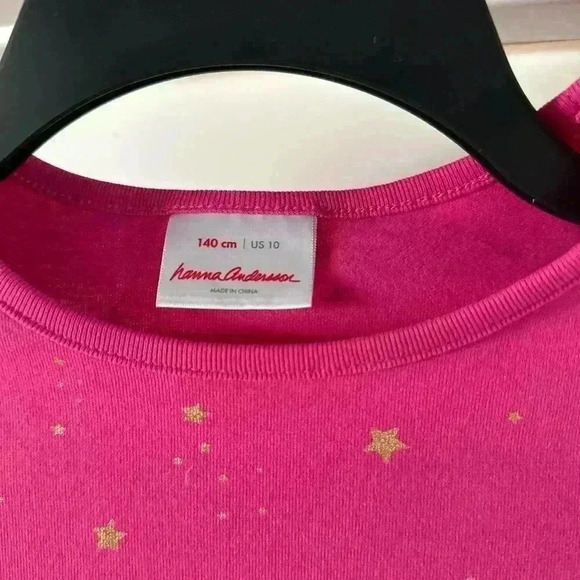 Hanna Andersson Pink Tiered Gold Star Twirl Dress Size 140 / 10 - Picture 3 of 4